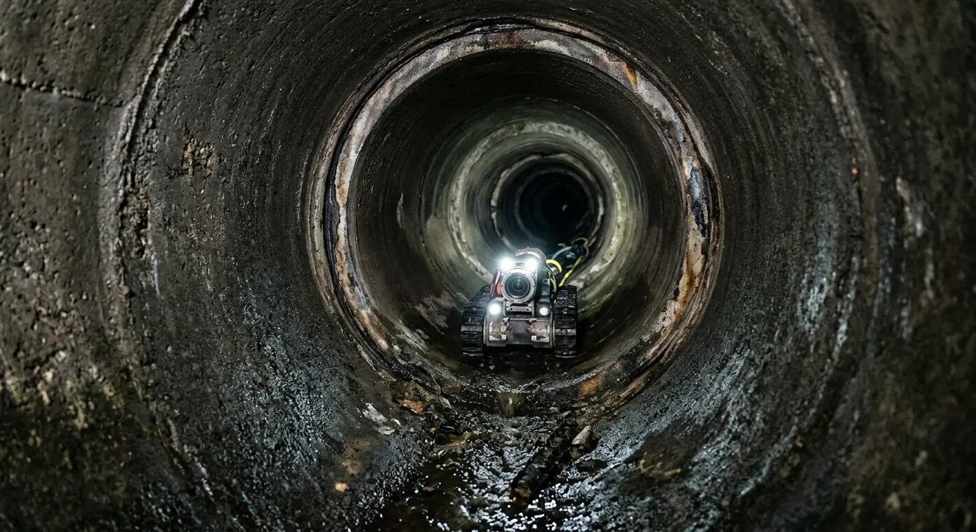 Robotic sewer camera inspecting pipe interior for Drain Snake Service in Foothill Farms